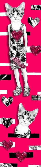 Cat bookmarks showing a standing cat with cat head illustration